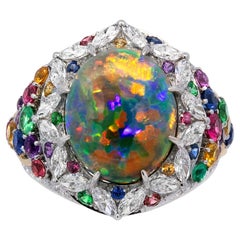 Lightning Ridge Ring mit Opal und Edelsteinen - Ein Gerard McCabe Lorikeet-Design