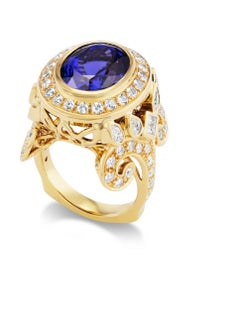 "Lightning's Gift" Ring aus 18 Karat Gelbgold, Tansanit und Diamanten von Paula Crevoshay
