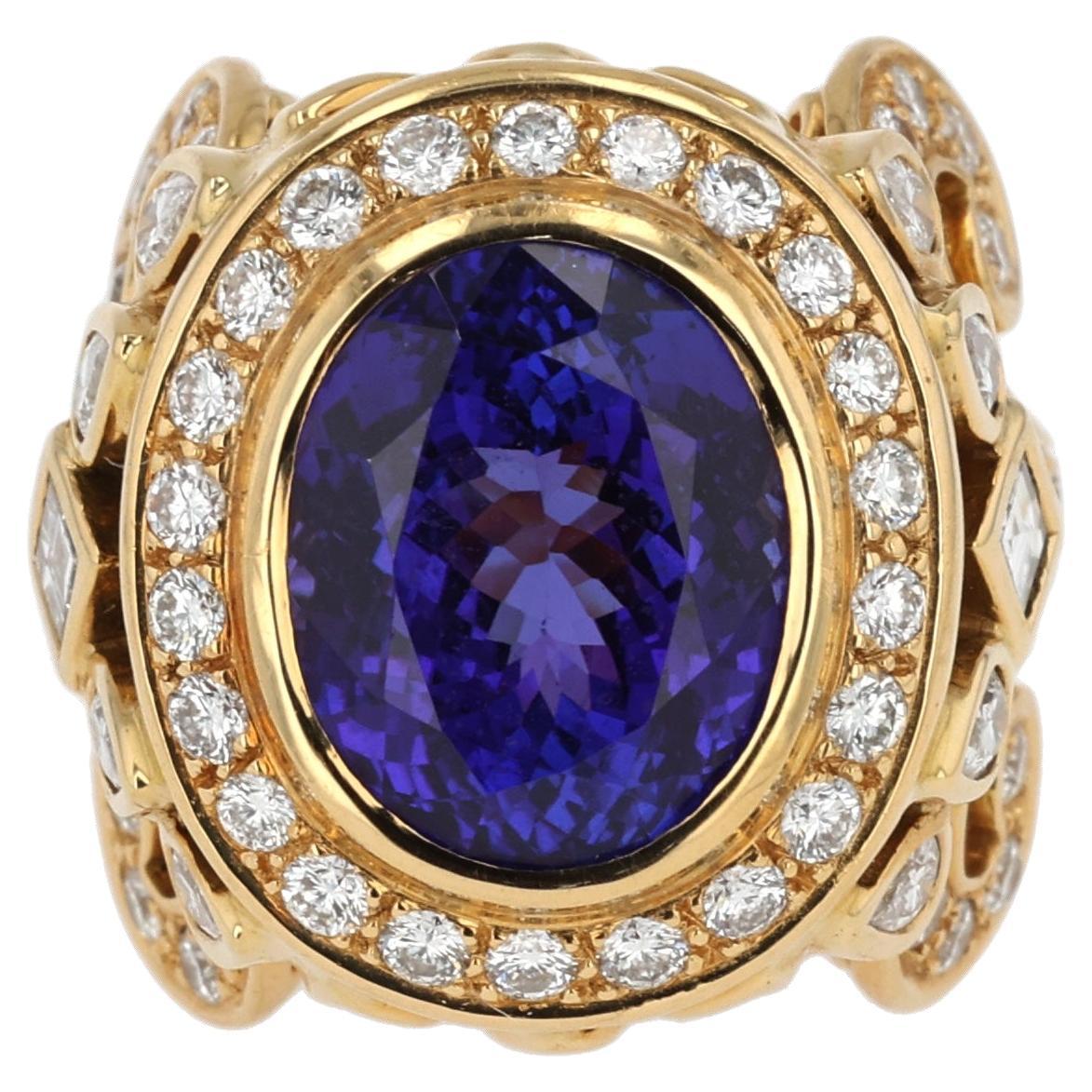 "Regalo del rayo" Anillo de oro amarillo de 18 quilates, tanzanita y diamantes de Paula Crevoshay