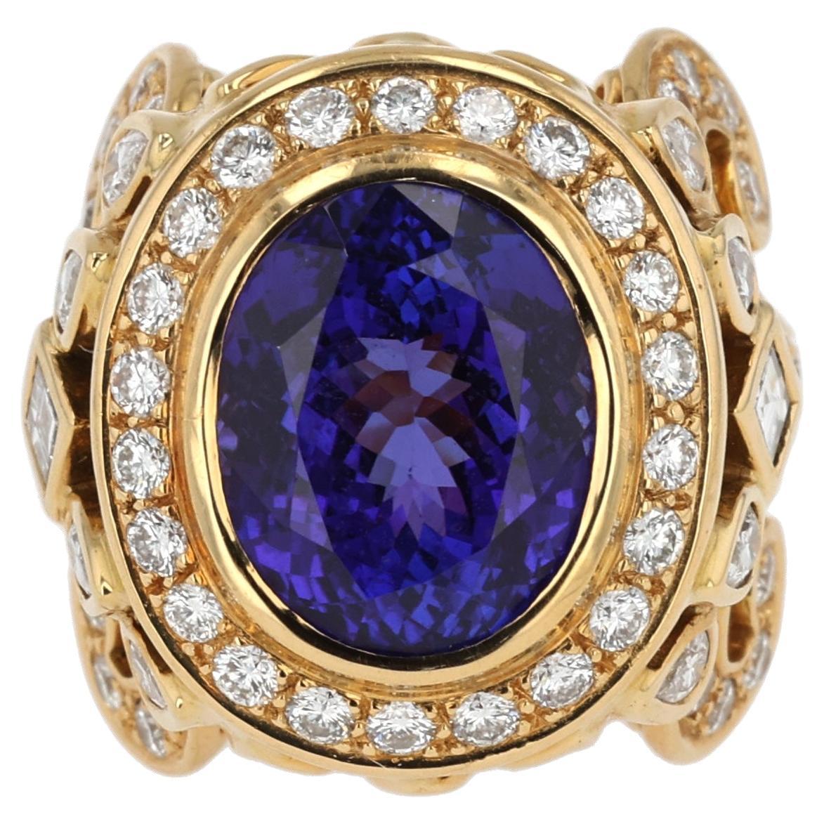 "Lightning's Gift" 18K Yellow Gold, Tanzanite & Diamond Ring by Paula Crevoshay