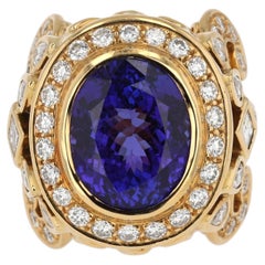 "Regalo del rayo" Anillo de oro amarillo de 18 quilates, tanzanita y diamantes de Paula Crevoshay