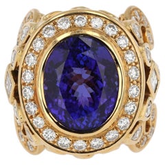 "Lightning's Gift" 18K Yellow Gold, Tanzanite & Diamond Ring by Paula Crevoshay