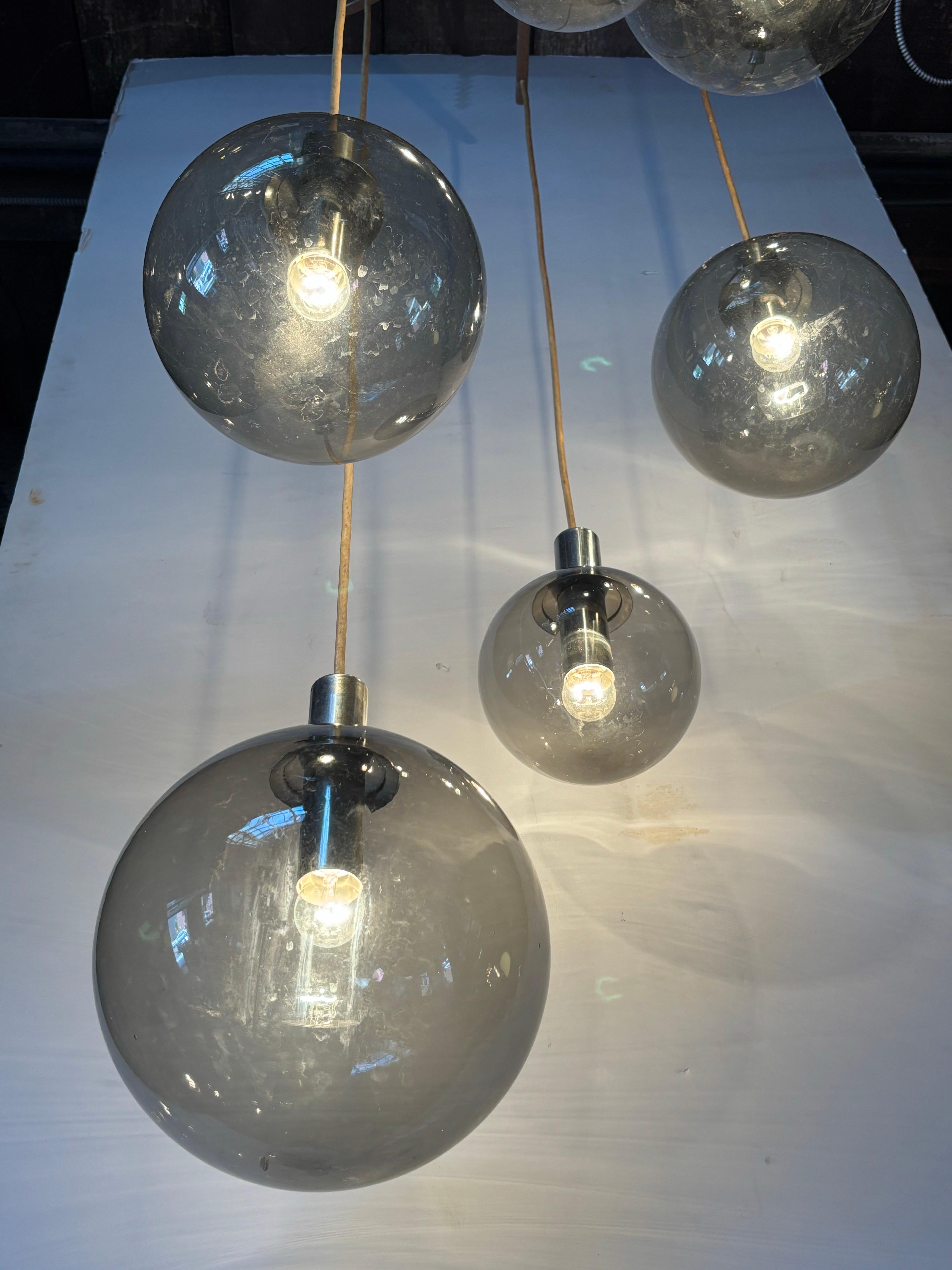 American Lightolier 6 Globe Hanging Fixture For Sale