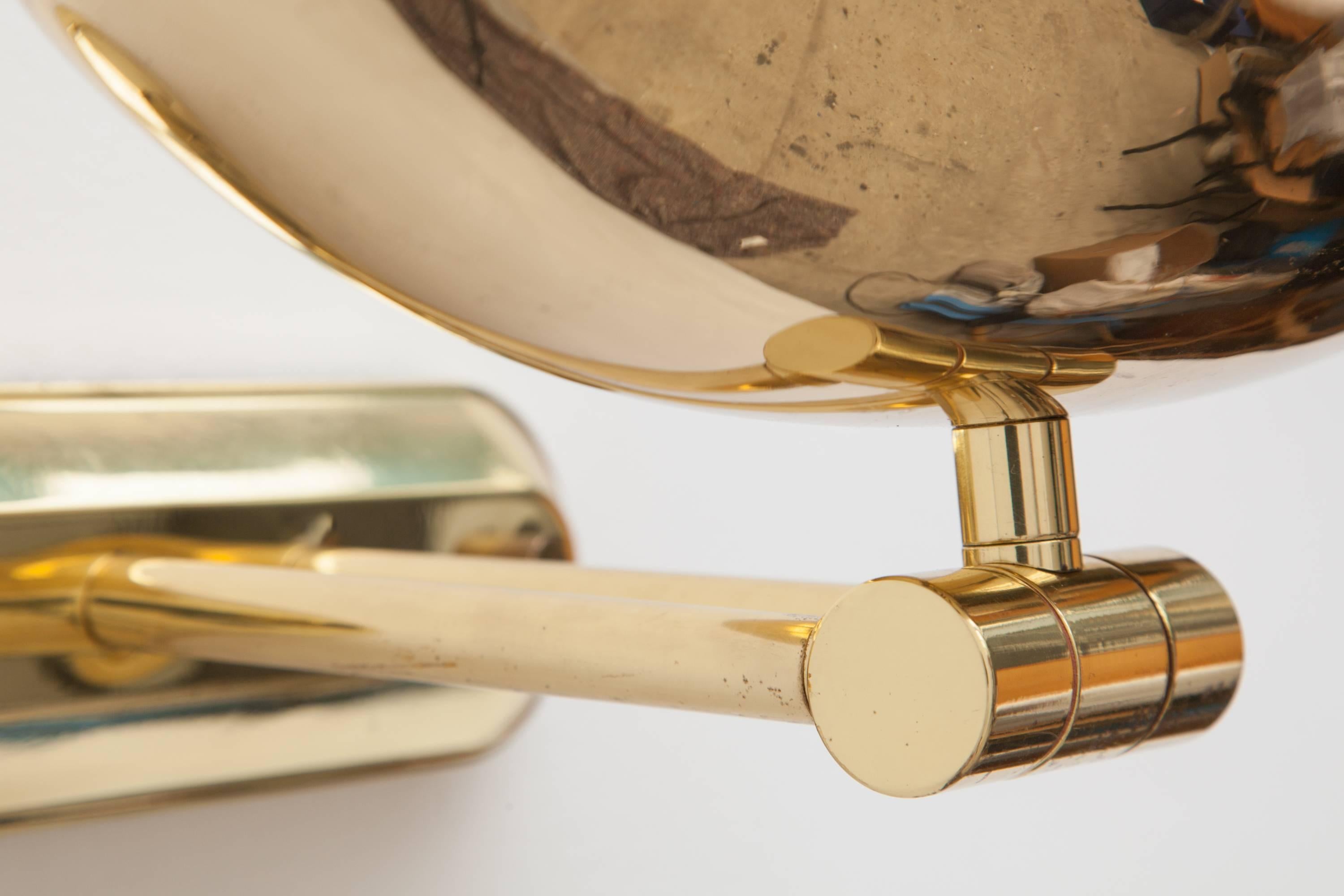 Italian Lightolier Adjustable Brass Up Light Sconce, Italy For Sale