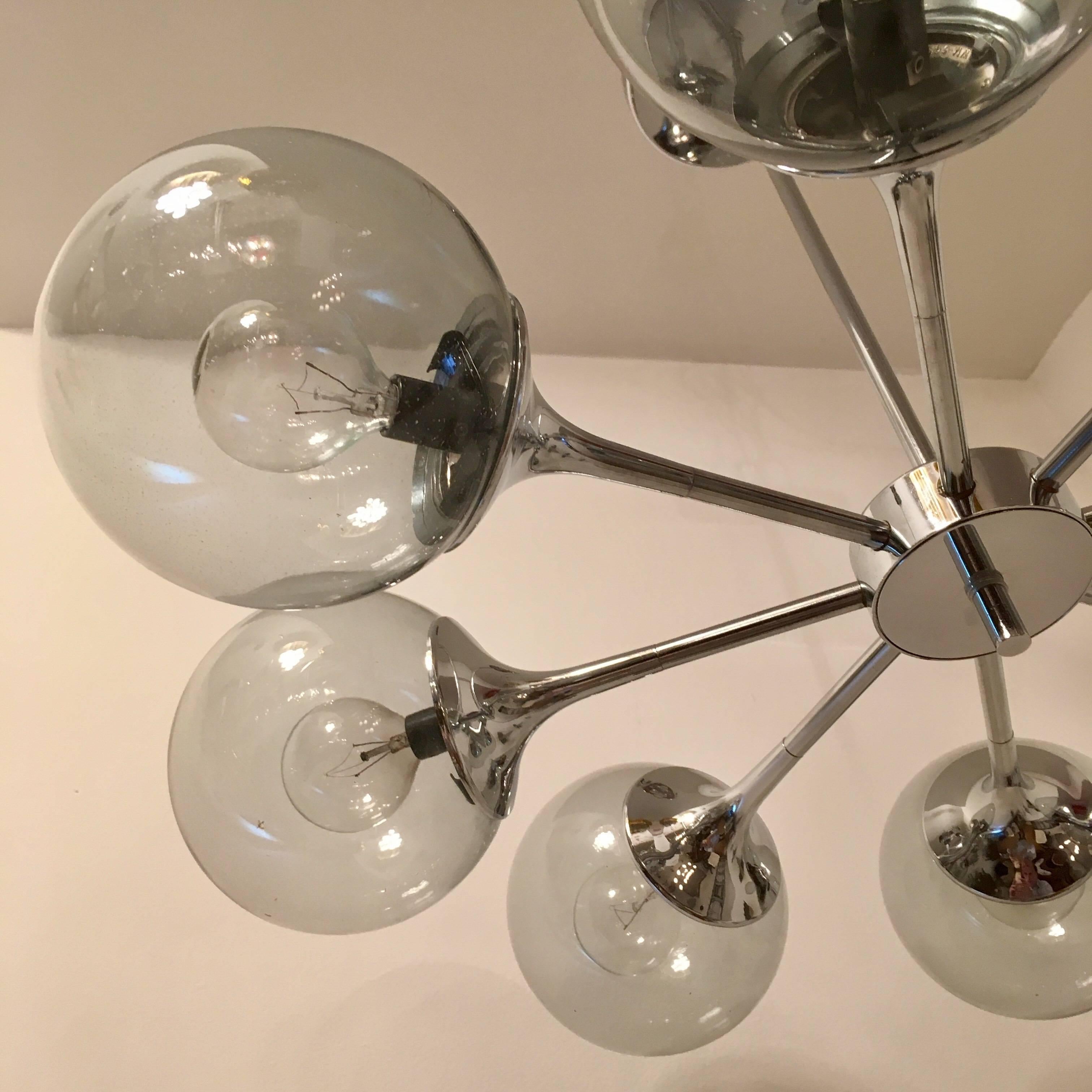 Glass Lightolier American 1960s Space Age Sputnik Pendant