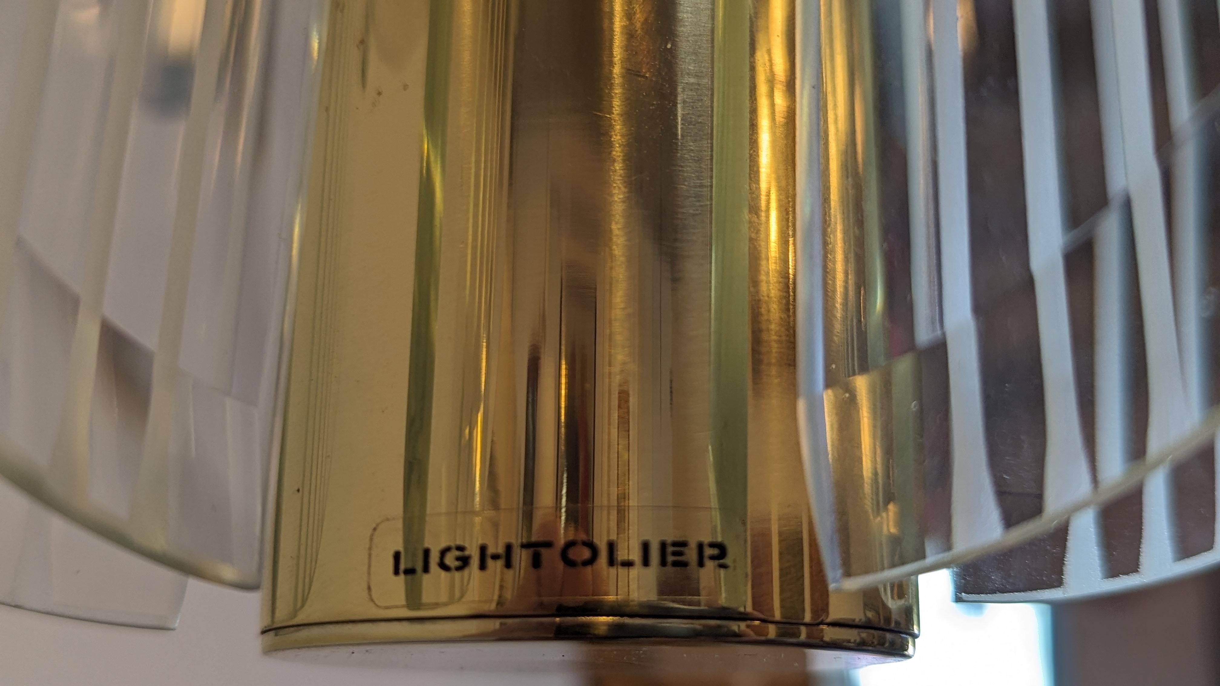 Lightolier Art Deco inspired Glass Chandelier For Sale 2