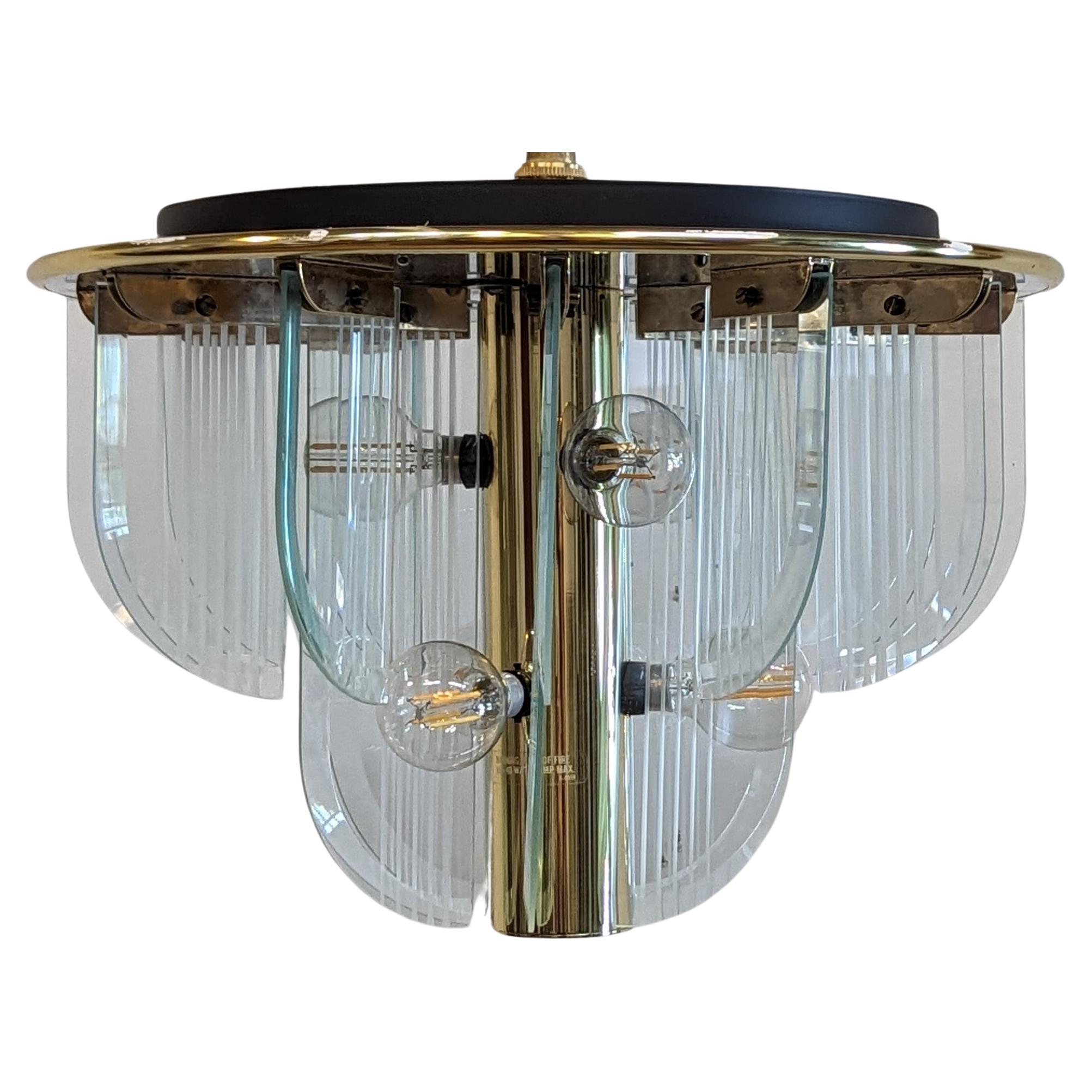 Lightolier Art Deco inspired Glass Chandelier