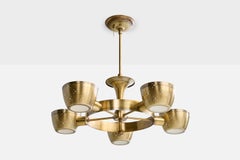 Lightolier Attribution, Chandelier, Brass, Glass, USA, 1950s