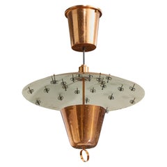 Lightolier Attribution, Pendant Light, Copper, USA, 1950s