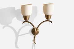Lightolier Attribution, Wall Light, Brass, Glass, USA, 1950s