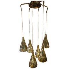 Lightolier Brass 6-Cone Pendant Light