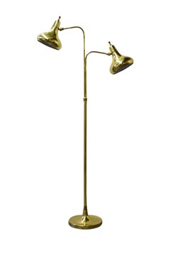 Lightolier Brass Dual Headed Floor Lamp