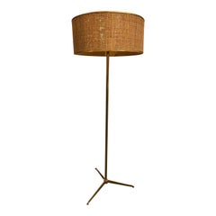 Lámpara de pie trípode Lightolier de latón al estilo de Paul McCobb