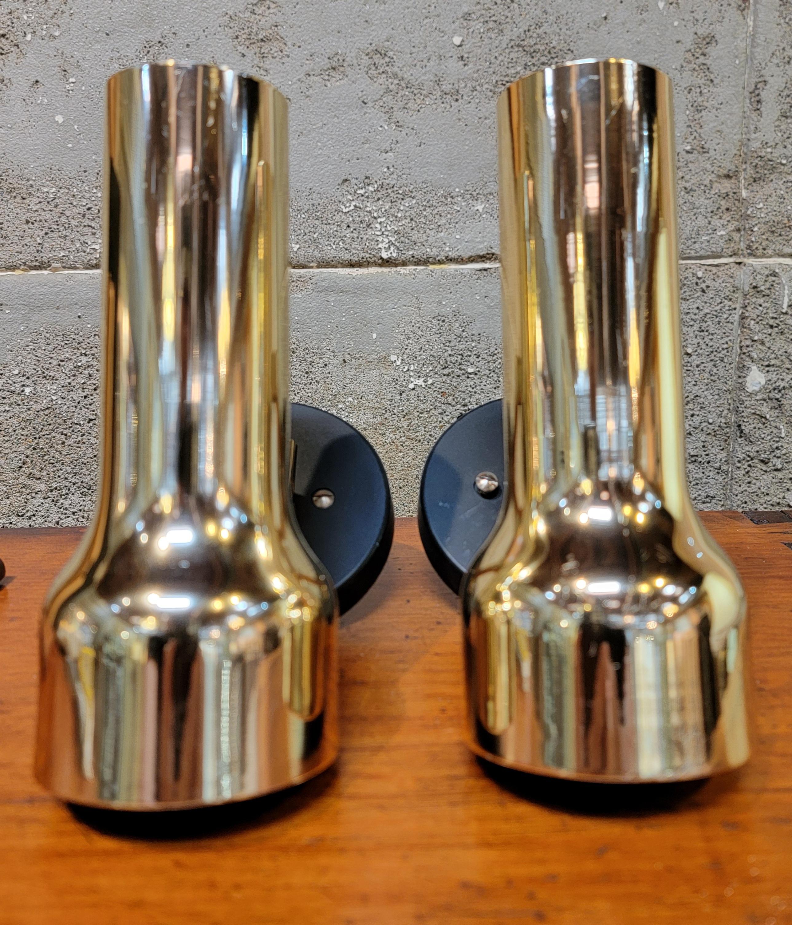 Mid-Century Modern Lightolier Brass Wall Sconces A Pair For Sale