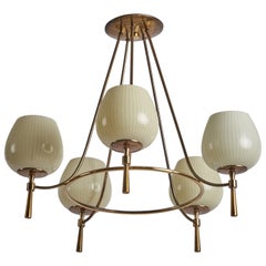 Lightolier, Chandelier, Brass, Glass, USA, 1960s