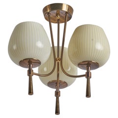 Lightolier, Chandelier, Brass, Glass, USA, 1960s