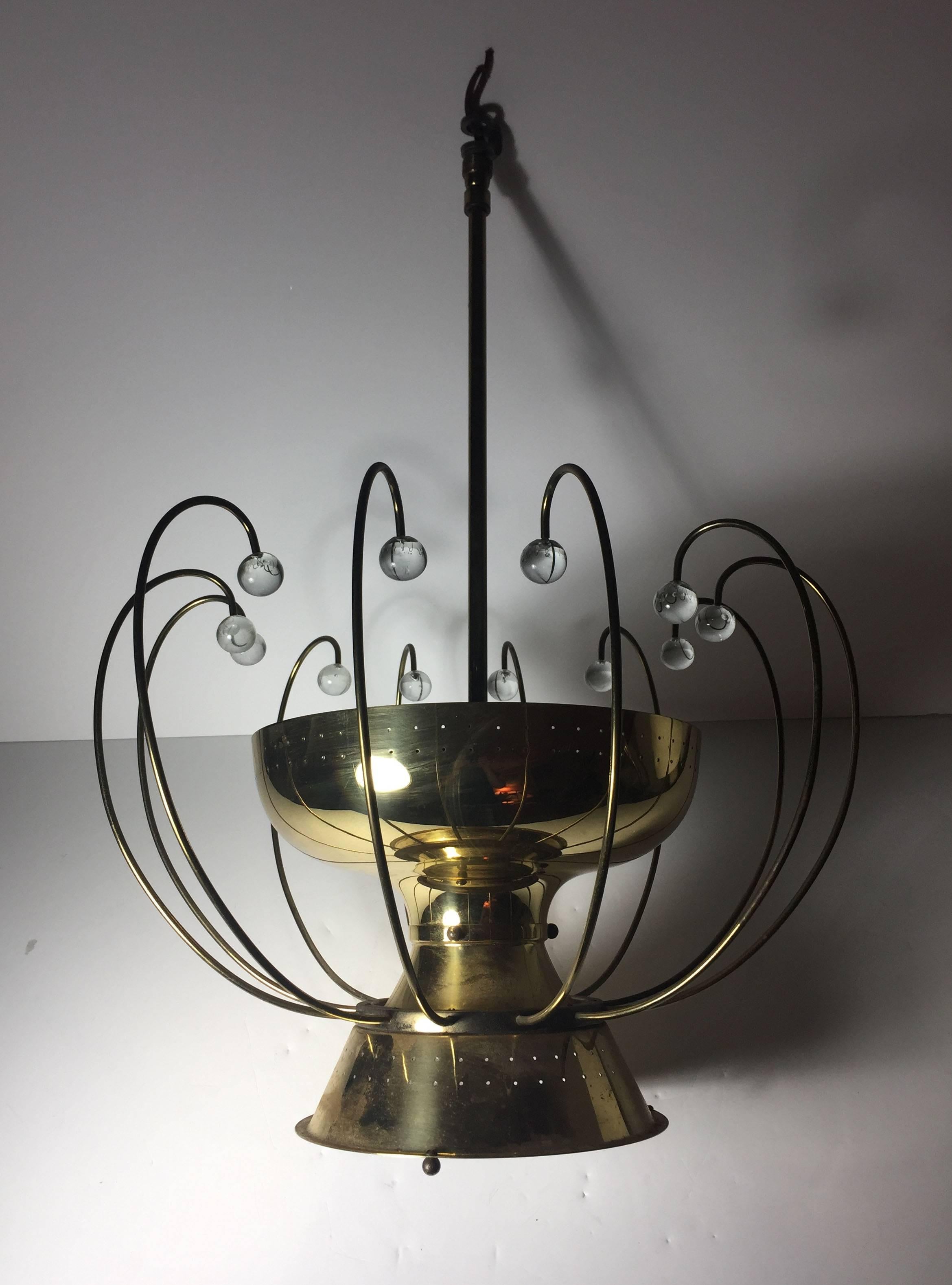 Mid-Century Modern Lightolier Chandelier Ceiling Fixture Lamp  For Sale