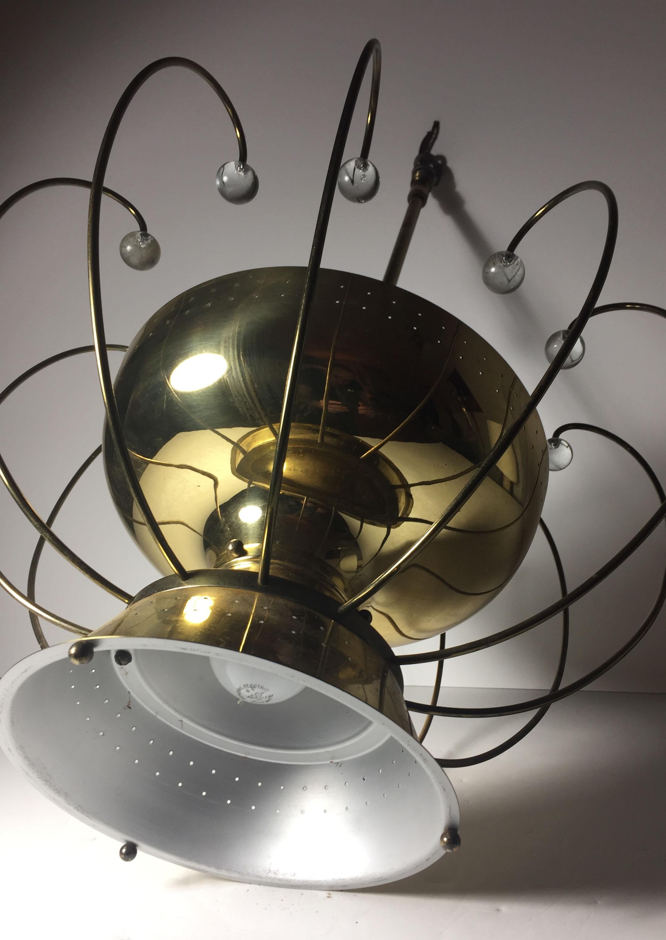 Brass Lightolier Chandelier Ceiling Fixture Lamp  For Sale