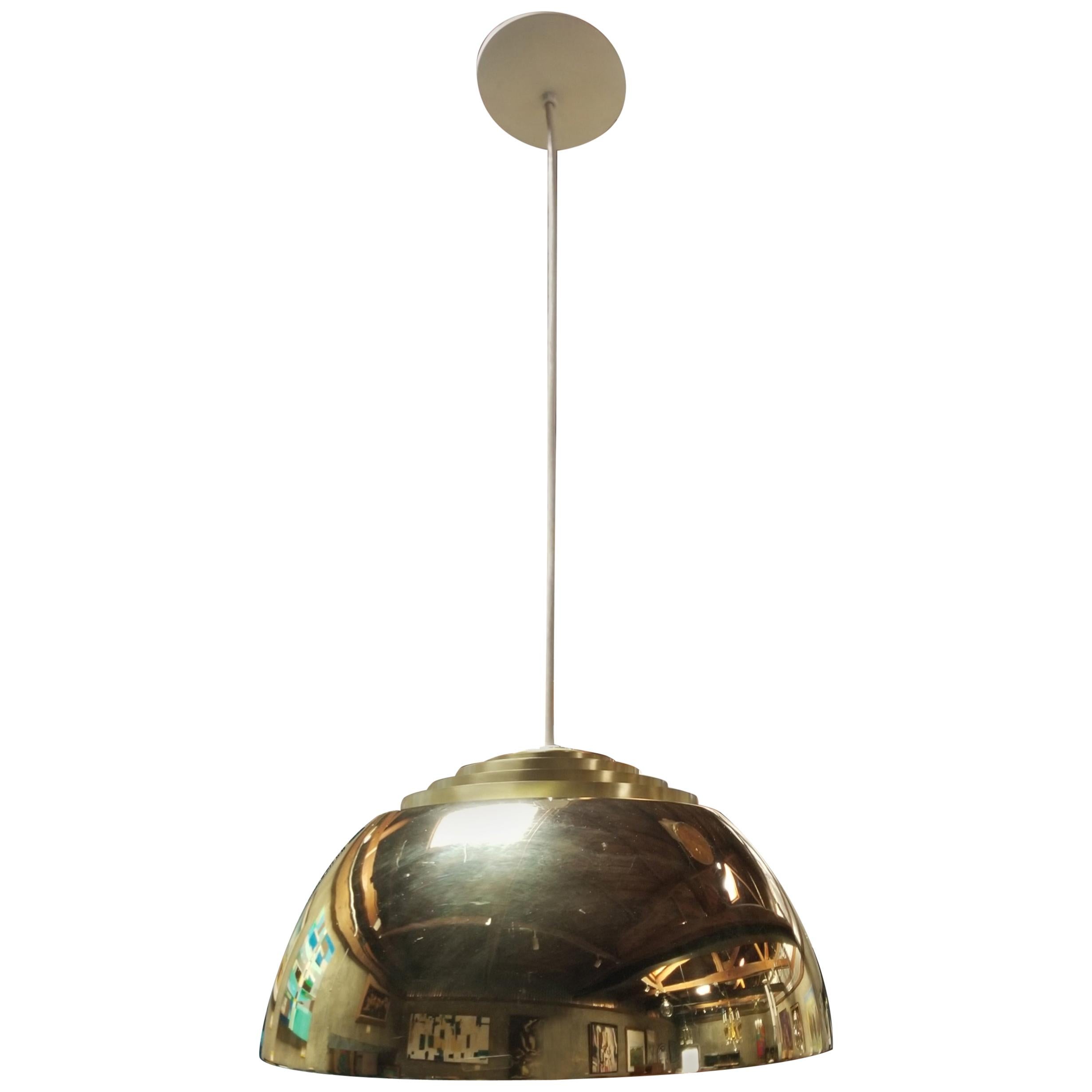 Lightolier Concentric Louvered Brass Pendant Light / Chandelier For Sale