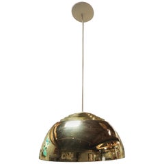 Lightolier Concentric Louvered Brass Pendant Light / Chandelier