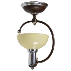 Vintage Lightolier Custard Shade Short Midcentury Pendant
