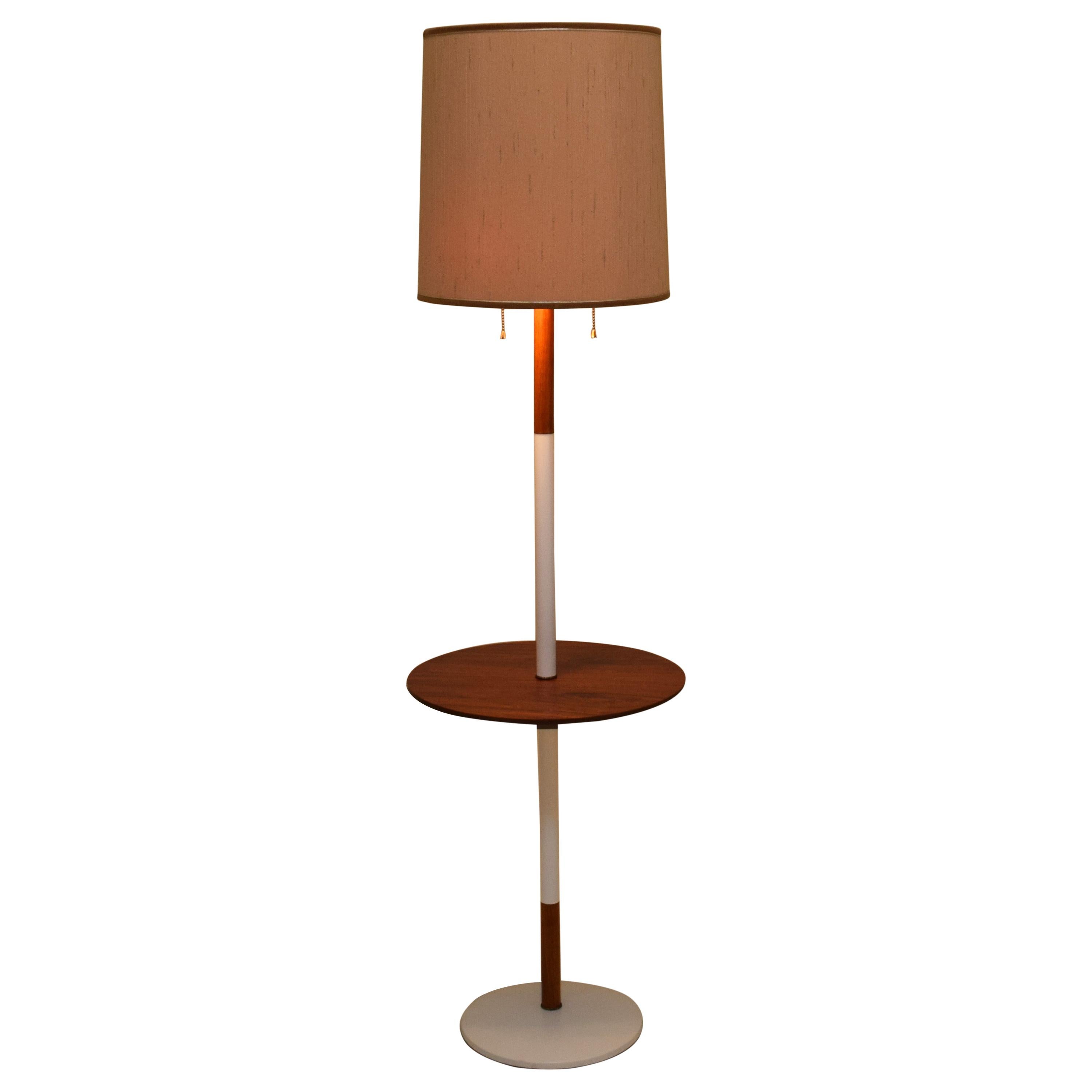 Lightolier Floor Lamp with Floating Table Top in Rosewood
