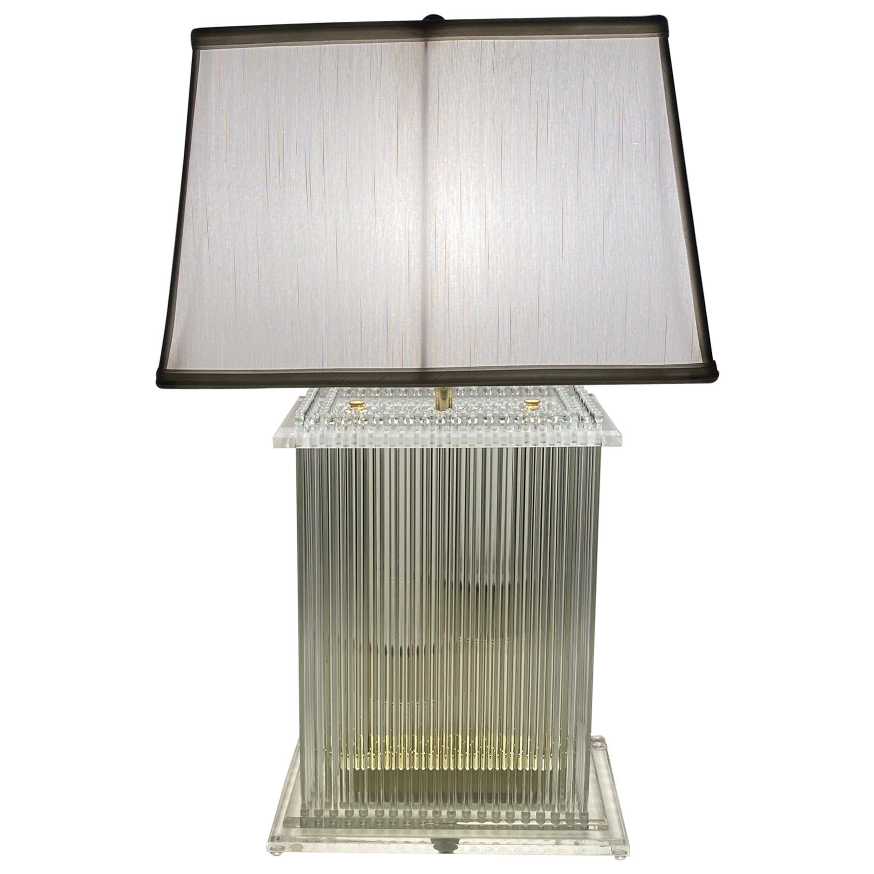 Lightolier Glitzy Lucite and Glass Rod Table Lamp