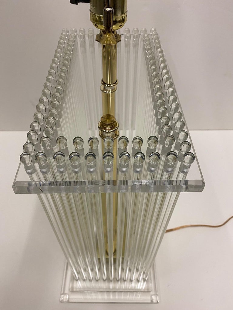 Lightolier Glitzy Lucite and Glass Rod Table Lamp at 1stDibs