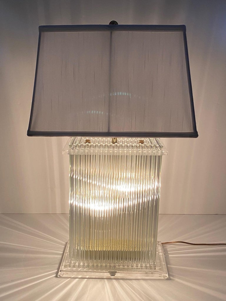 Lightolier Glitzy Lucite and Glass Rod Table Lamp at 1stDibs