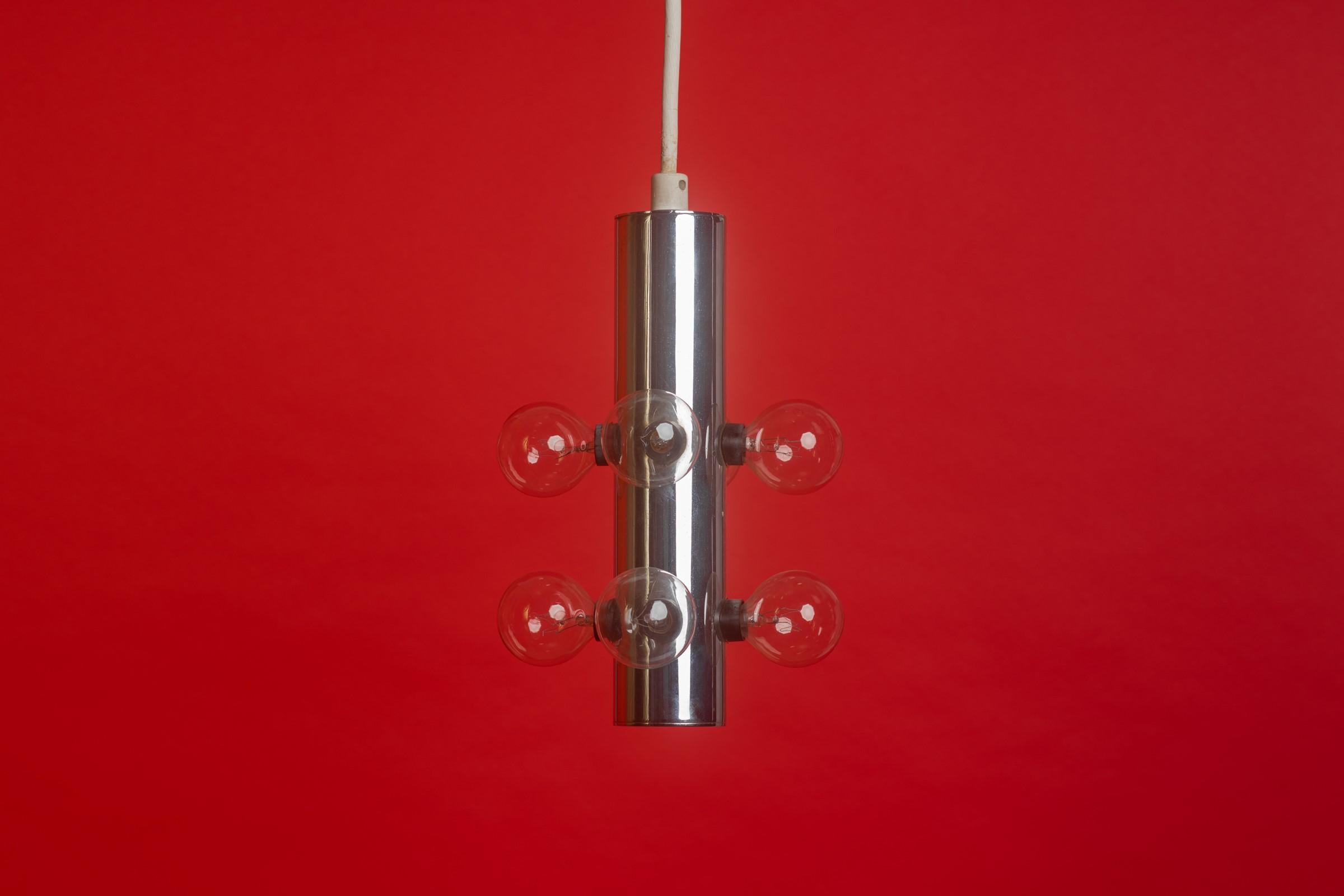 Lightolier Midcentury Atomic Pendant Light In Good Condition For Sale In San Diego, CA