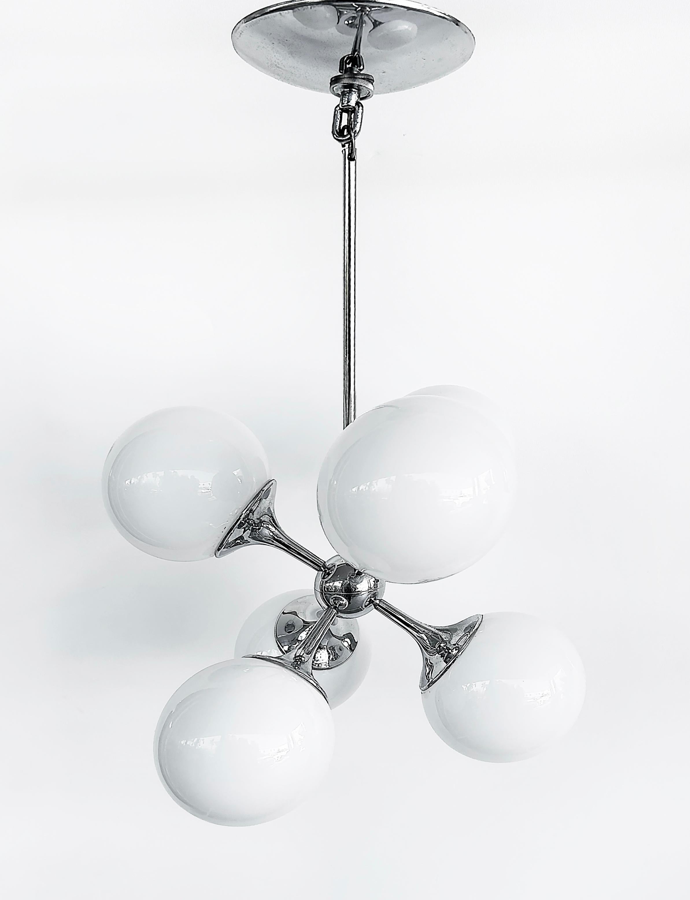 Satinato Lightolier Lampadario a sospensione Atomic Sputnik di metà secolo in vendita