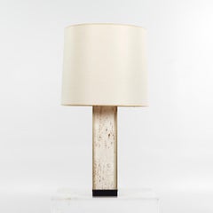 Lampada Lightolier in ottone e travertino del Medioevo