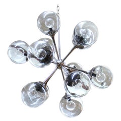Lightolier Mid-Century Modern Chrome Sputnik Chandelier with Glass Shades