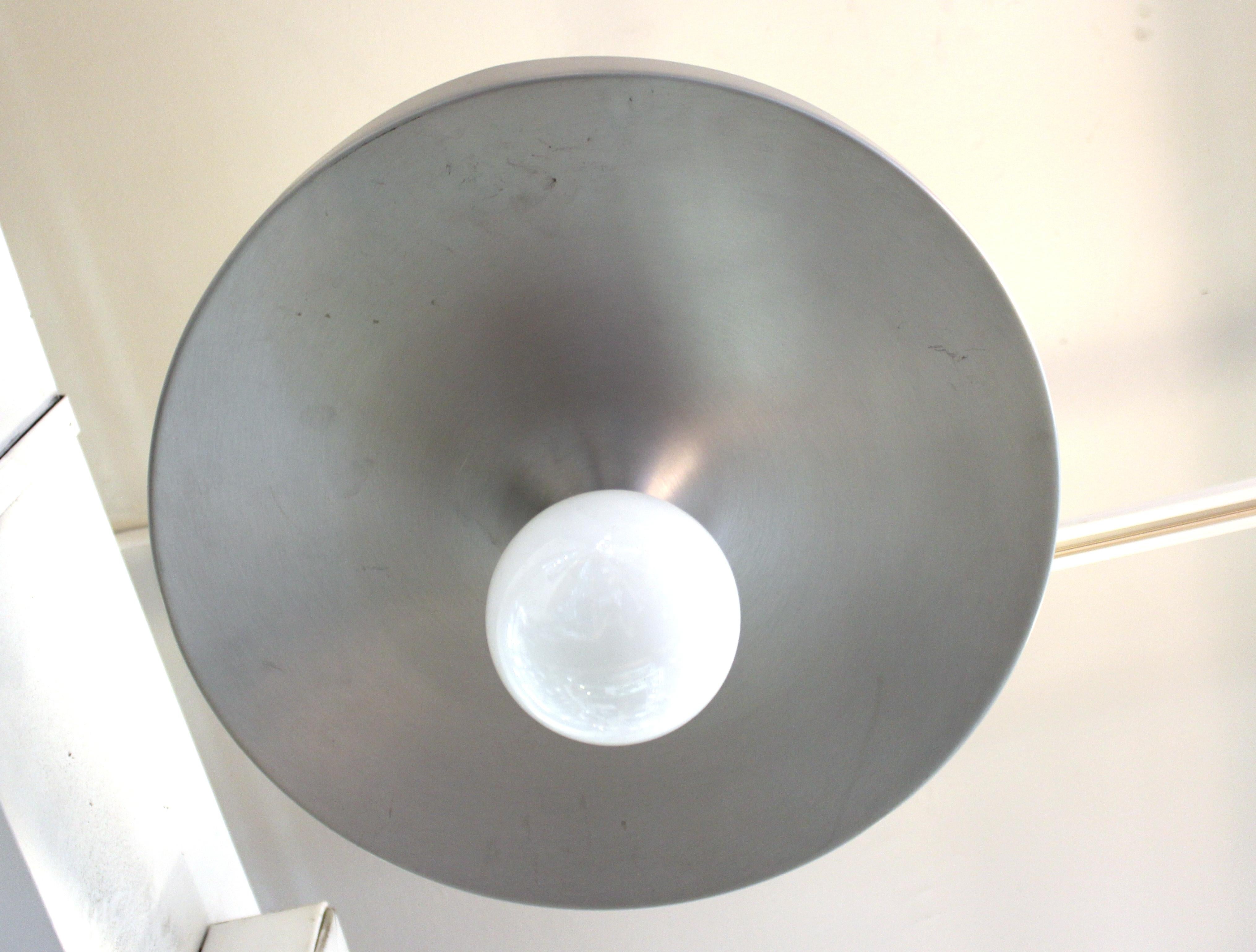 20th Century Lightolier Mid-Century Modern Metal Saucer Flush Mount Light For Sale