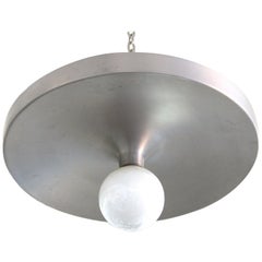 Vintage Lightolier Mid-Century Modern Metal Saucer Flush Mount Light