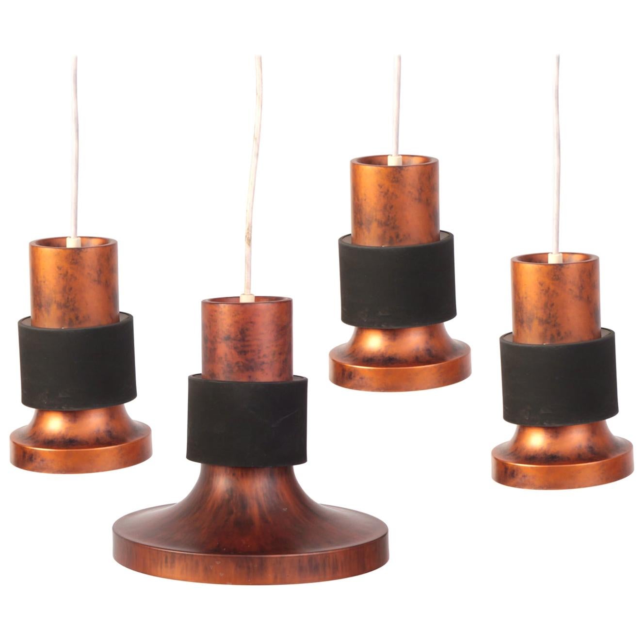Lightolier Patinated Copper & Metal Pendant Lights
