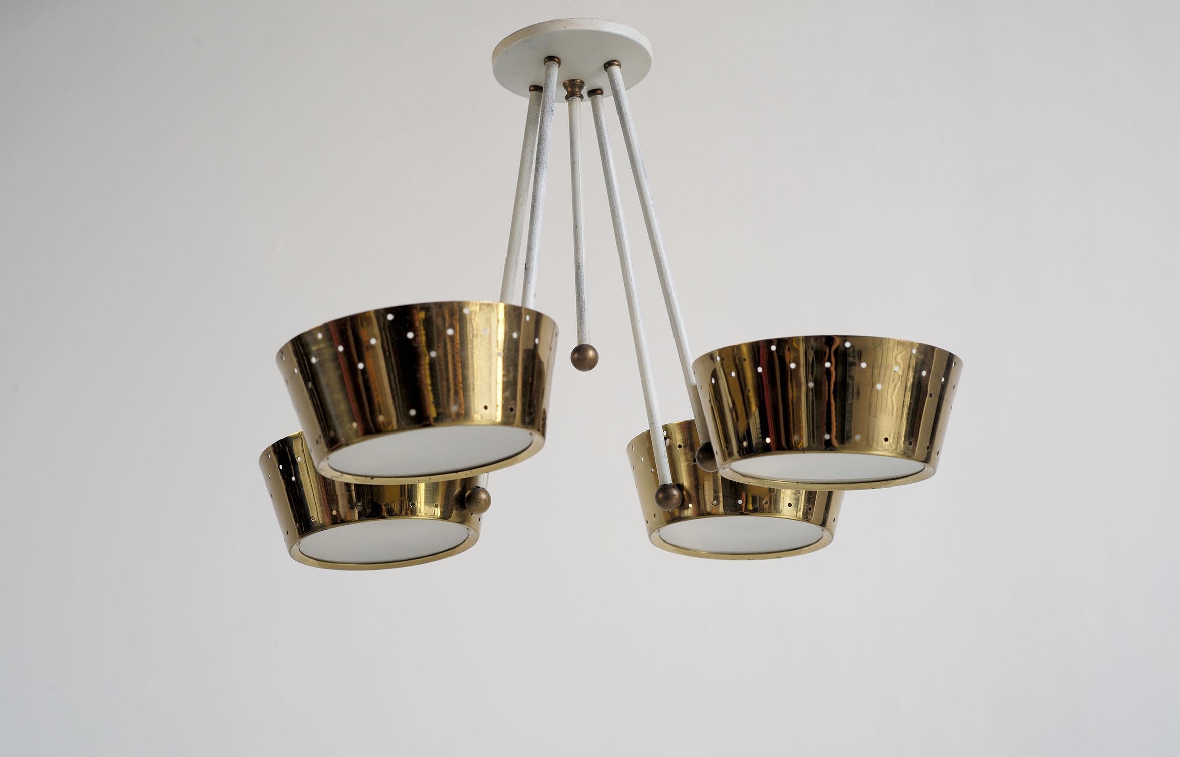 Mid-20th Century Lightolier, Pendant lamp with four lights, USA 1950 For Sale