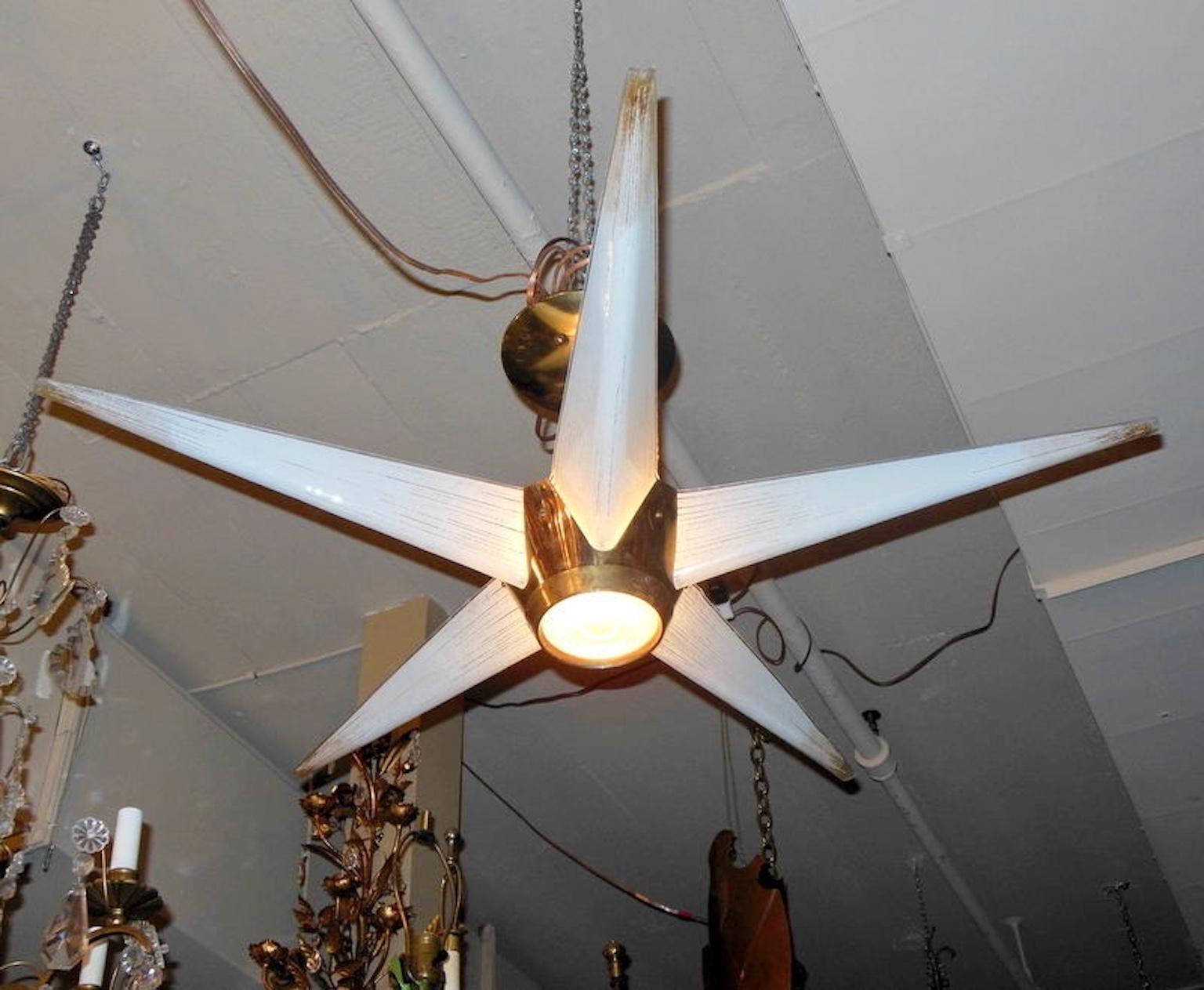 Mid-Century Modern Lightolier Star Claremont Five Arm Ceiling Light by Carl Moser For Sale