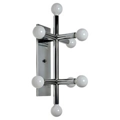 Lightolier Tubular Chome Flush Mount Wall Sconce Lamp or Ceiling Light 1970s