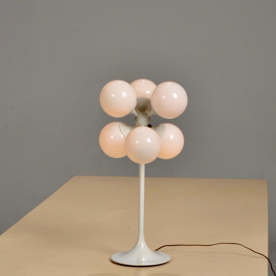 American Lightolier White Globe Table Lamp