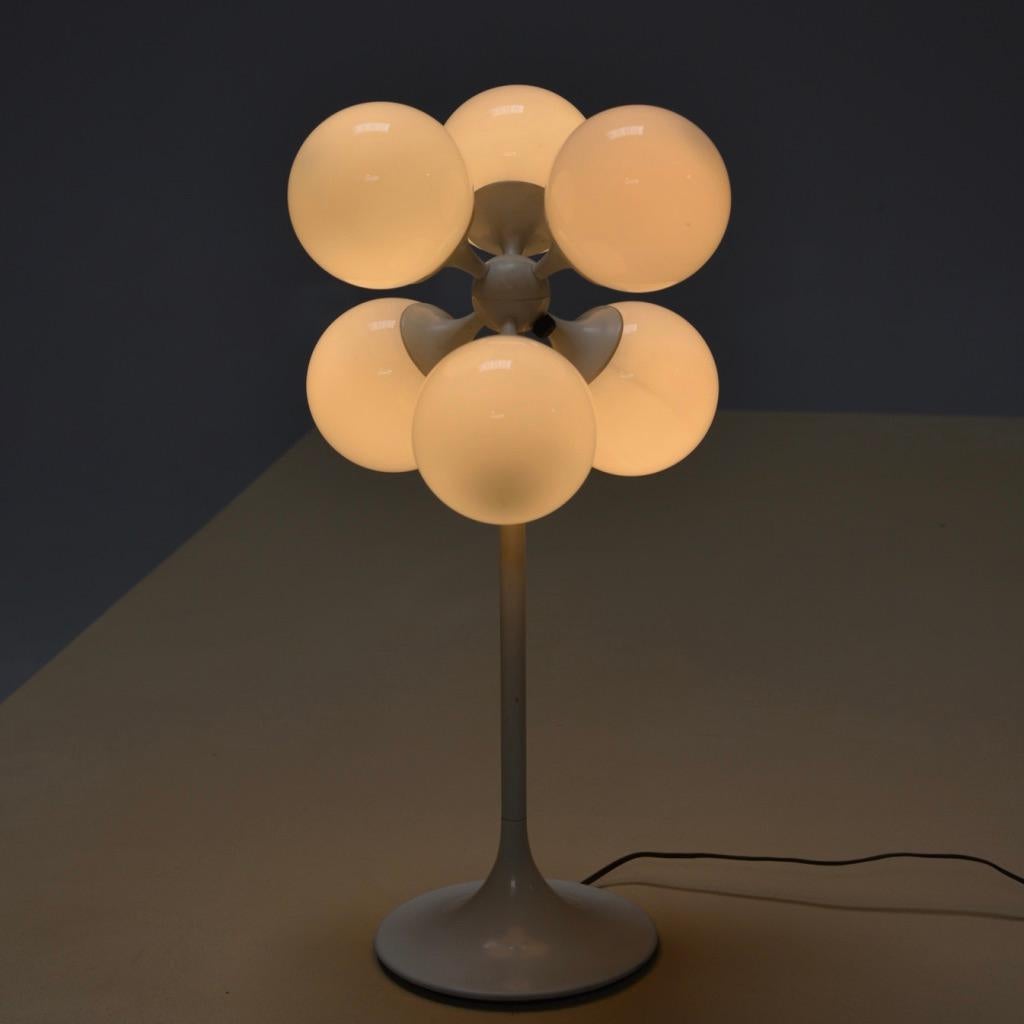 Steel Lightolier White Globe Table Lamp