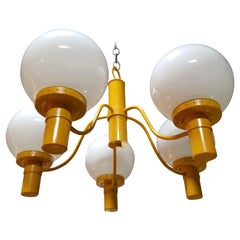 Vintage Lightolier Yellow Chandelier, Mid-Century Modern