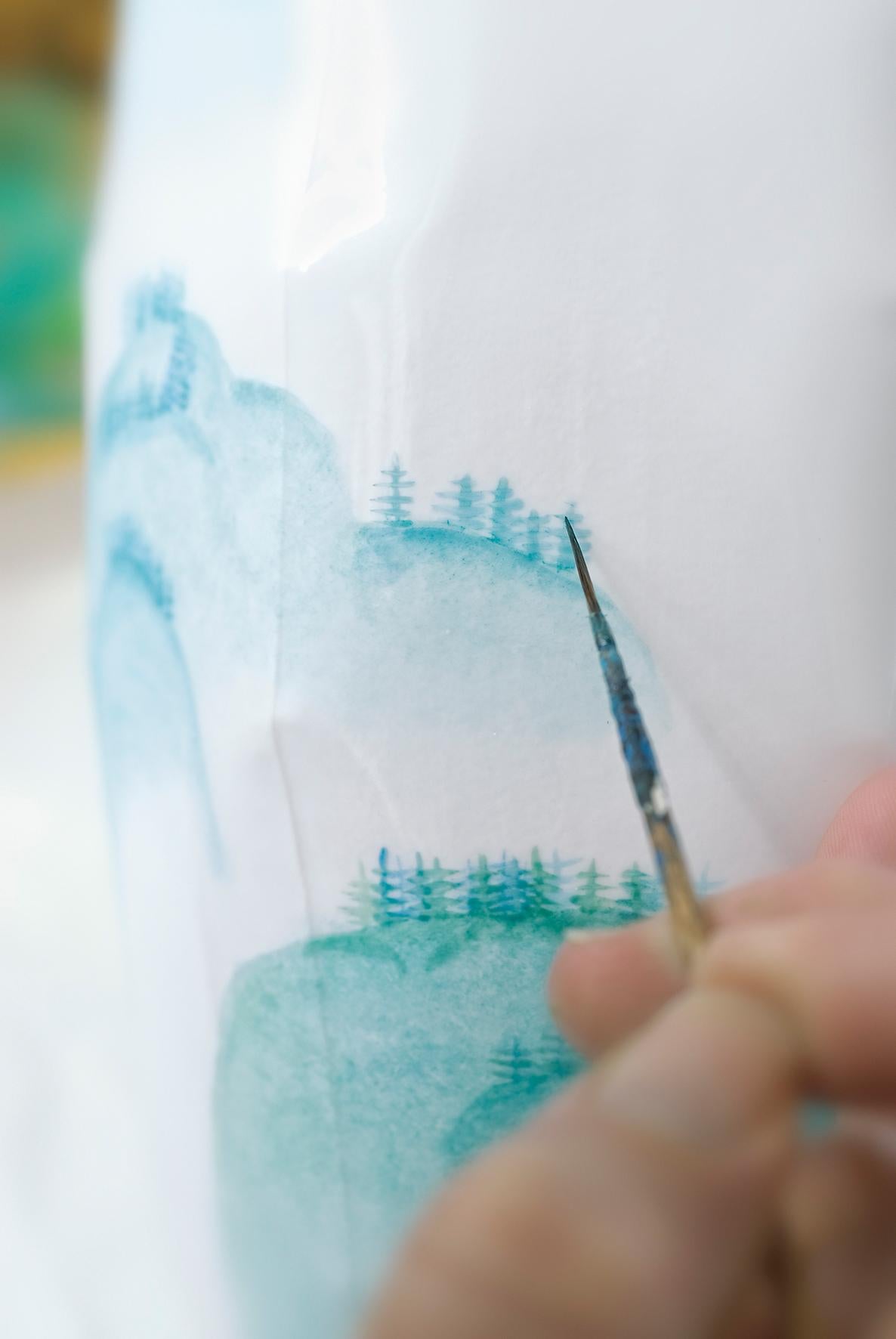 Calco Vaso Lightscape (L) di Ruth Gurvich Nymphenburg Porcelain dipinto a mano in vendita