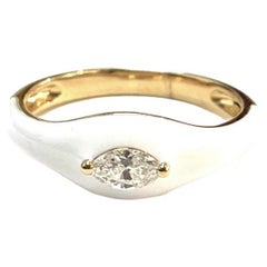 Leichter 18k Gelbgold Emaille Diamant Ring