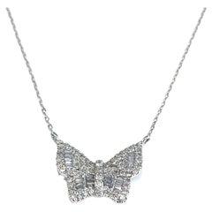 Lightweight Butterfly Diamond Necklace in 14k White Gold