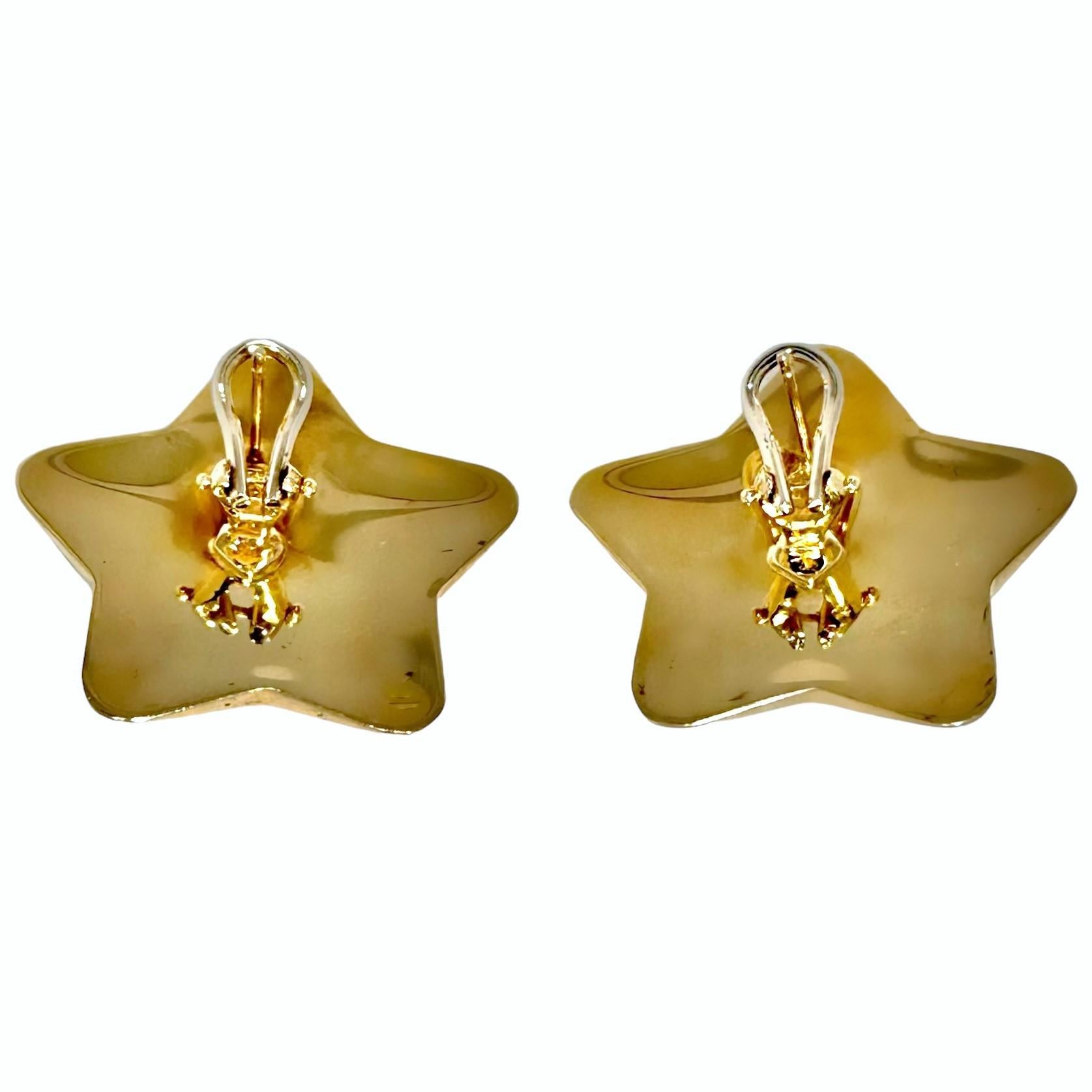 Große, leichte, italienische 14k Gelbgold-Ohrringe mit Sternmotiv von Vior im Zustand „Gut�“ in Palm Beach, FL