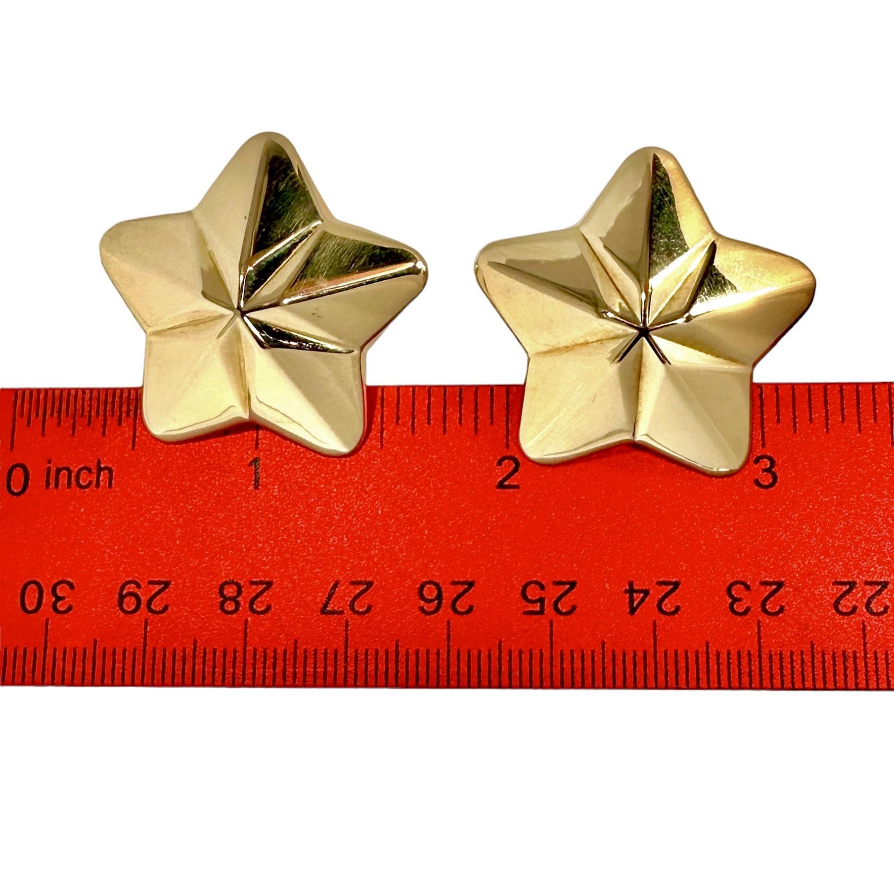 Große, leichte, italienische 14k Gelbgold-Ohrringe mit Sternmotiv von Vior 1