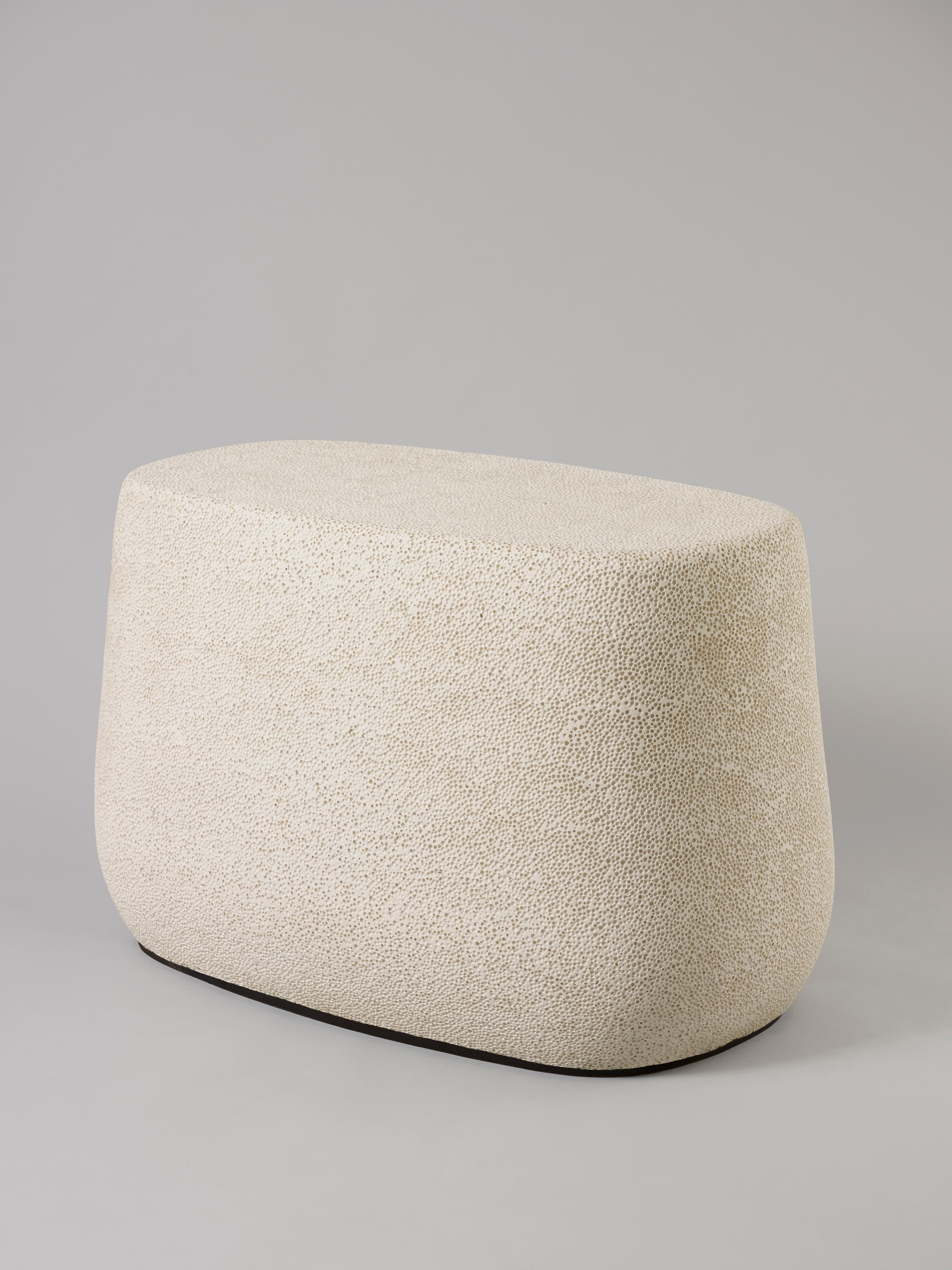 Evoking a beehive or or an intriguing mineral like pumice stone, this ‘Lightweight Porcelain’ bench is part of Djim Berger’s ‘Lightweight Porcelain’ collection exclusively produced for Galerie BSL since 2010. Djim Berger is a graduate of the