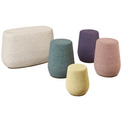 'Lightweight Porcelain' Bench and Stools/Side Tables, Set of 5 pieces