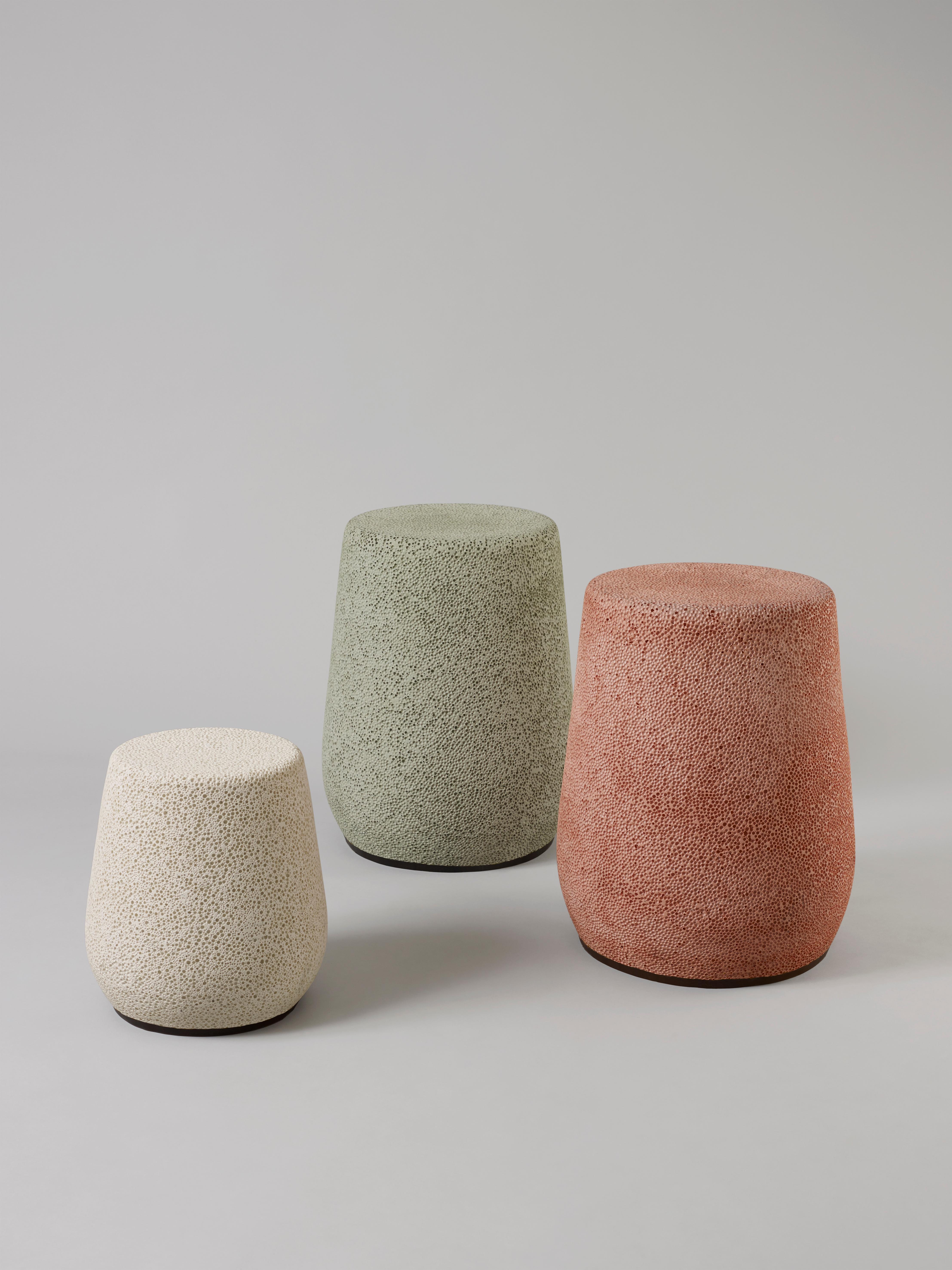 Contemporary 'Lightweight Porcelain' Stool and Side Table by Djim Berger - Coral Pink
